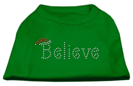 Believe Rhinestone Shirts Emerald Green XS